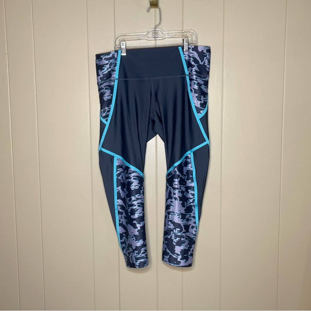 Under Armour Gray Teal Athletic Leggings Compression Heatgear 2XL